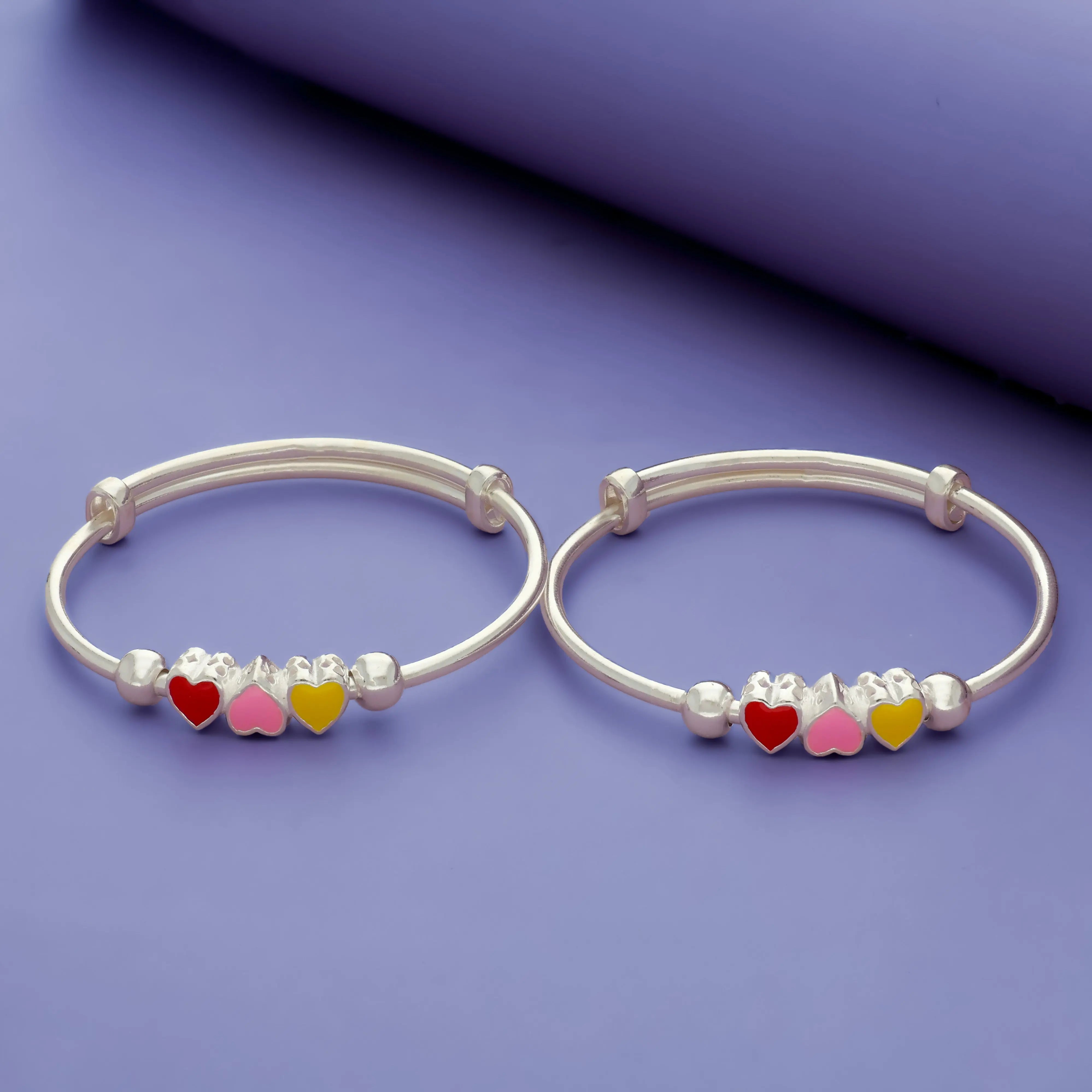 Triple Heart 925 Sterling Silver Kid Bangles