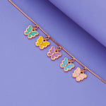 925 Silver Colorful Butterfly Charm Kids Bracelet