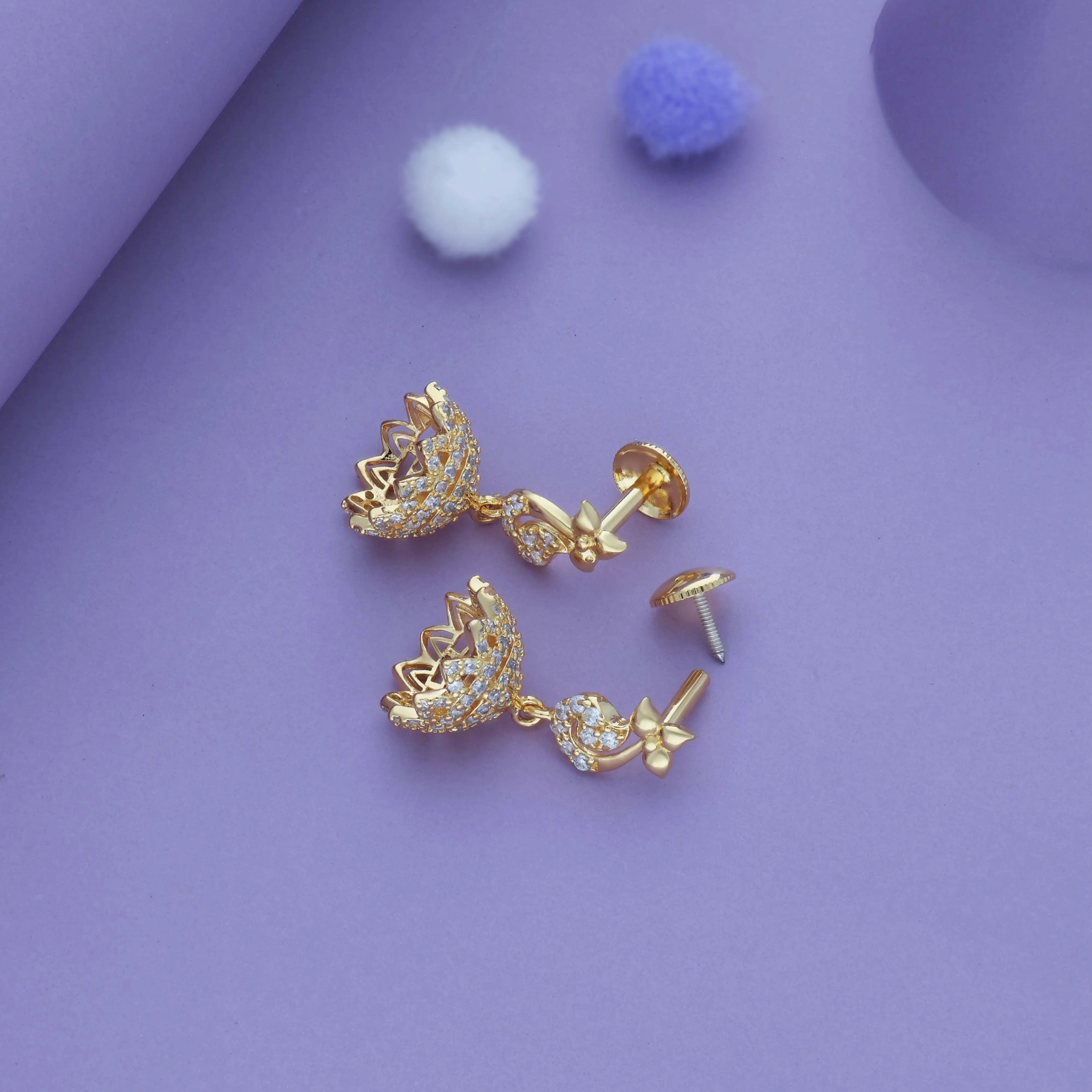 Mango Motif Gold Polish 925 Silver Traditional Kid Earring