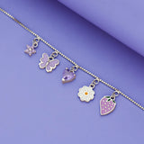 925 Silver Cute Butterfly & Strawberry Charm Bracelet for Kids
