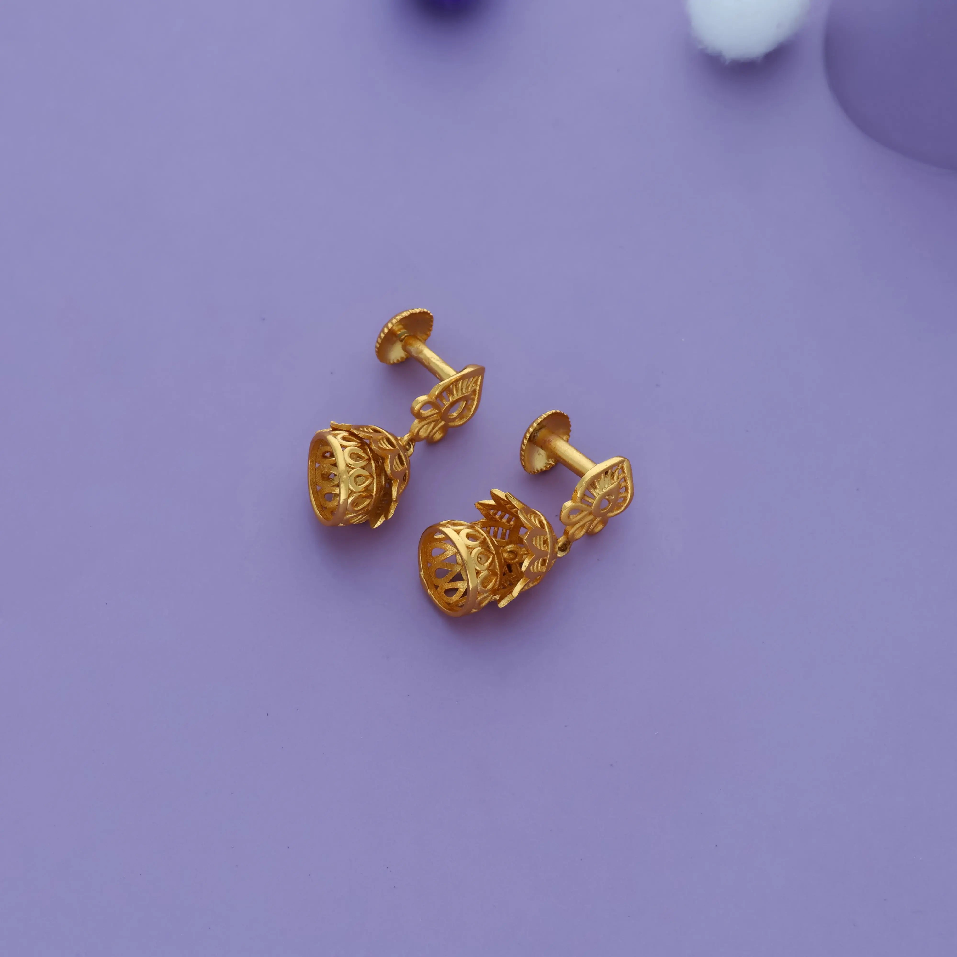 925 Silver Traditional Chain Drop Jhumka Earrings