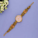 925 Silver Traditional Kundan & Emerald-Tone Jewelry Watch