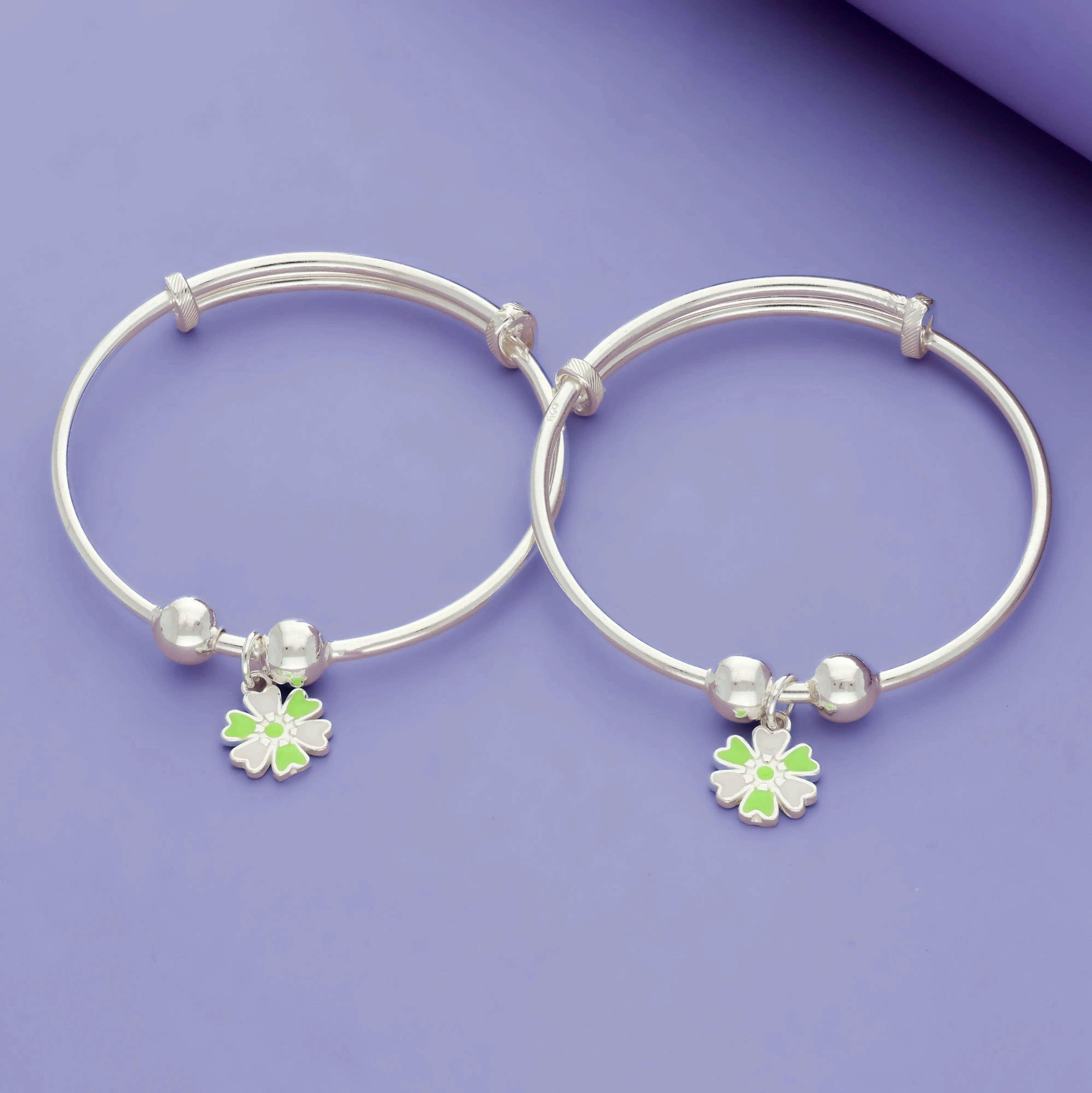 Mint Bloom 925 Sterling Silver Kid Bangles