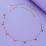 925 Silver Red Heart Charm Chain Necklace