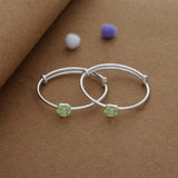 Leaflet Rose Silver Kid Bangles (0-6 Yrs) | 925 Hallmark | Adjustable  | Lightweight
