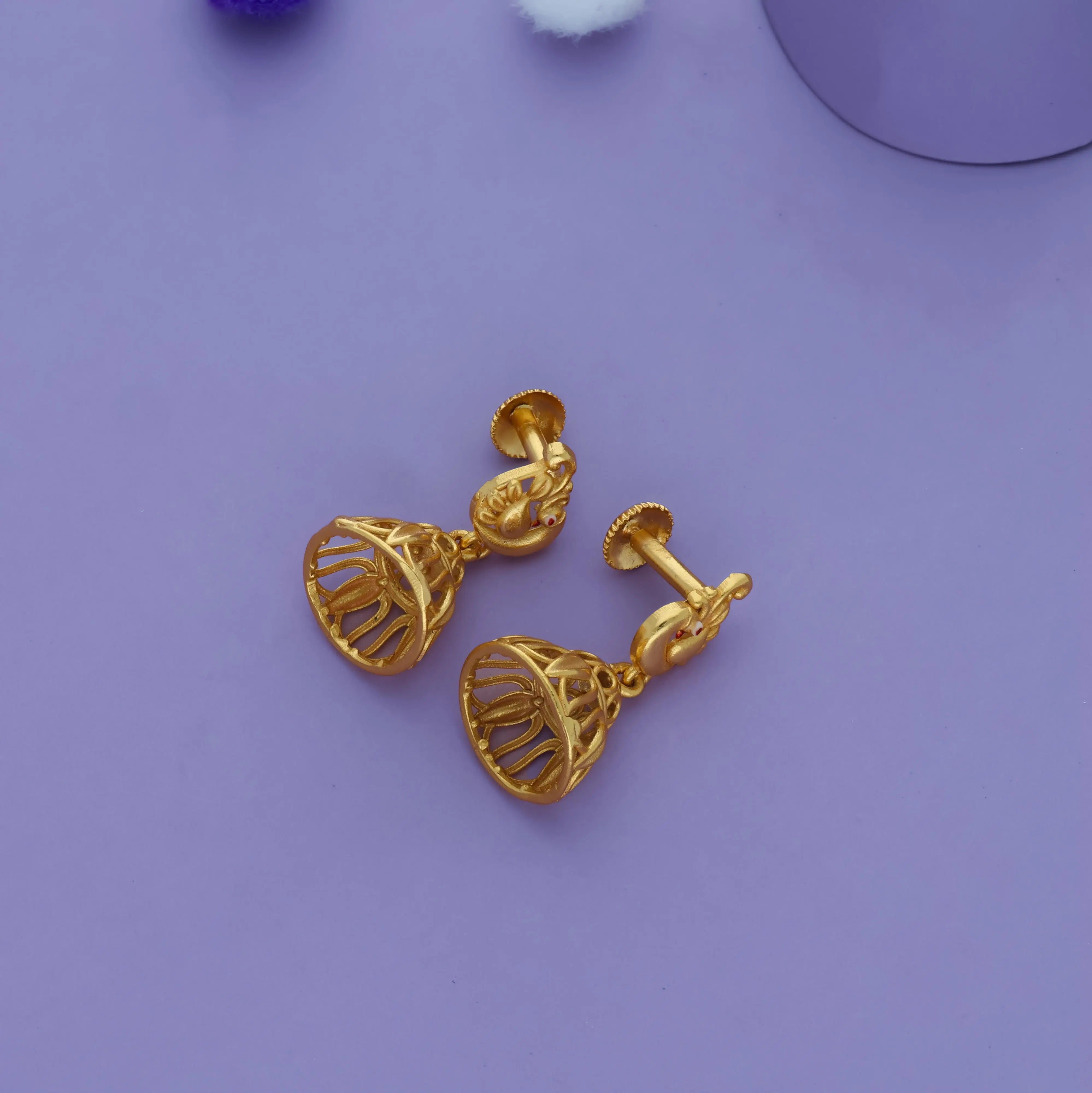 925 Silver Traditional Peacock Design Jhumka Earrings