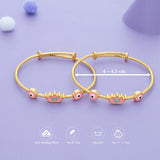 Princess Crown Gold Polish 925 Silver Kid Bangles (0-5 Yrs)