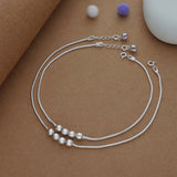 Elegant Bead Line Silver Women Anklet | 925 Hallmark | Daily Wear