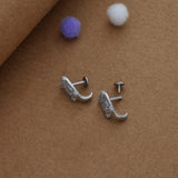 Sparkle 925 Silver J Type Earring