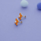 Cheerful Orange Blossom 925 Silver Kids Earrings (3+ Yrs)