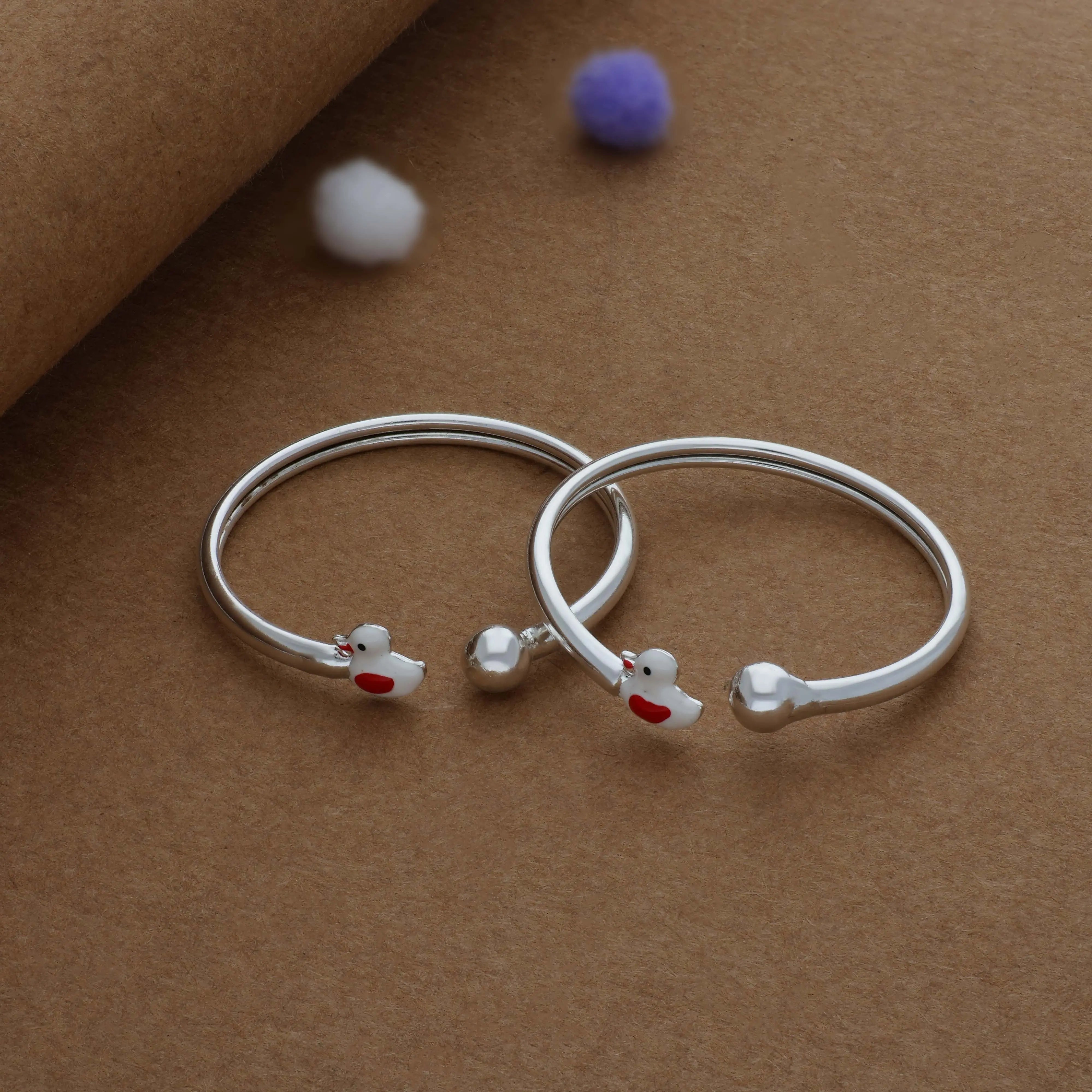 Little Sparrow Silver Kids Bangles (0-5 Years) | 925 Hallmark | Daily Wear Gift for Kids