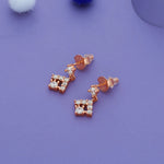 925 Sterling Silver Square CZ Drop Earrings