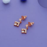 925 Sterling Silver Square CZ Drop Earrings