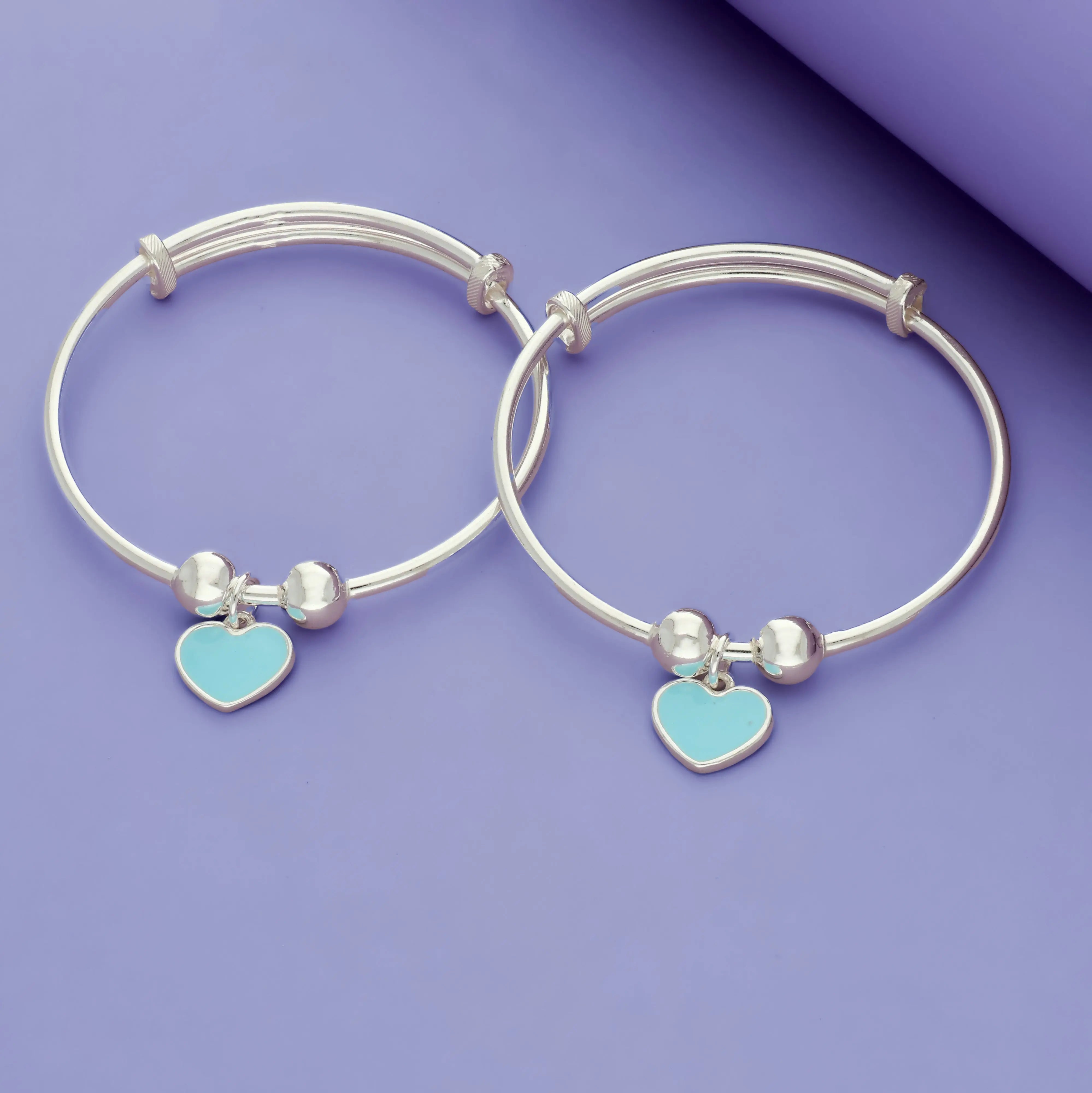 Ocean Heart 925 Sterling Silver Kid Bangles