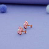Sweet Pink Flower 925 Silver Kids Studs (3+ Yrs)