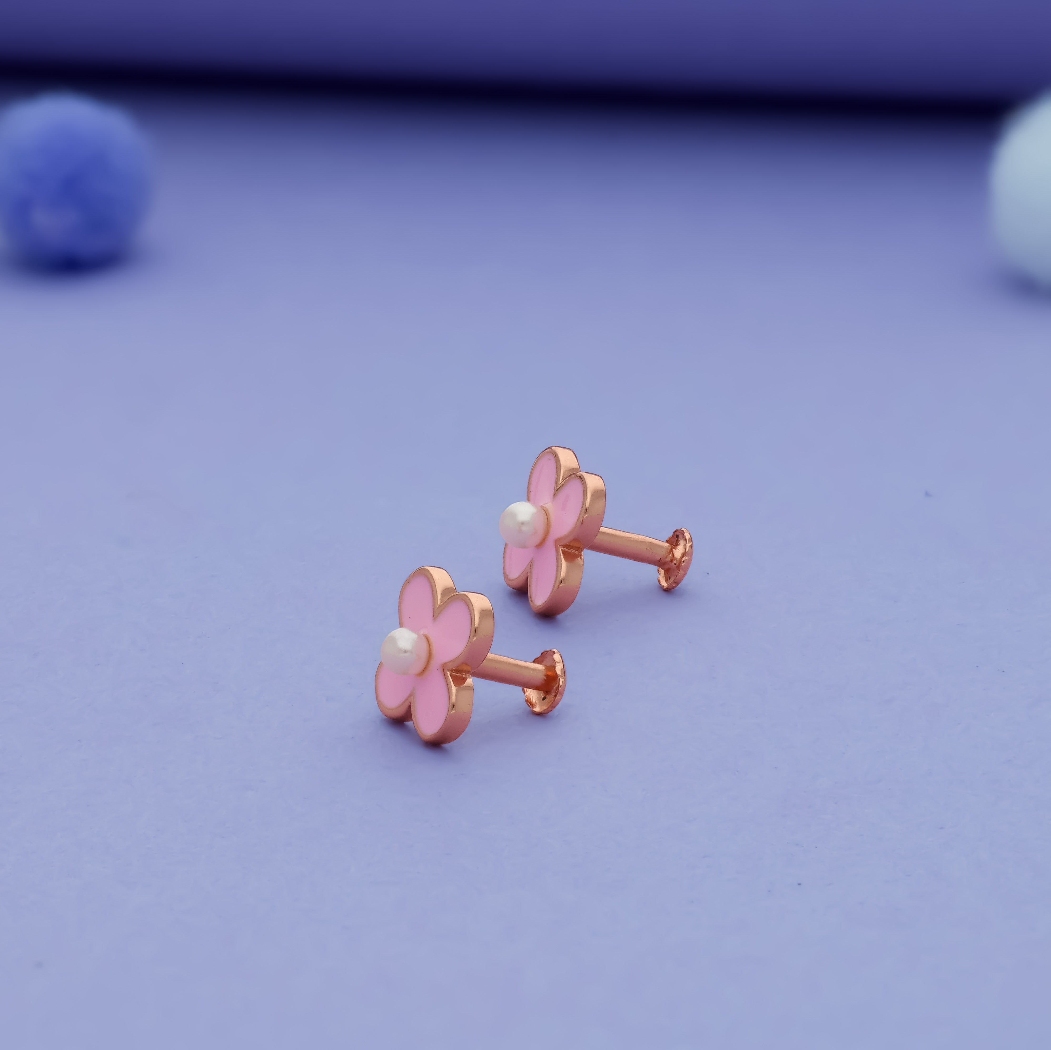 Sweet Pink Flower 925 Silver Kids Studs (3+ Yrs)
