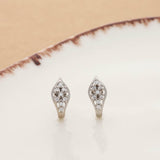 Elegant Silver White Stoned J-Type Earring For Women & Teen