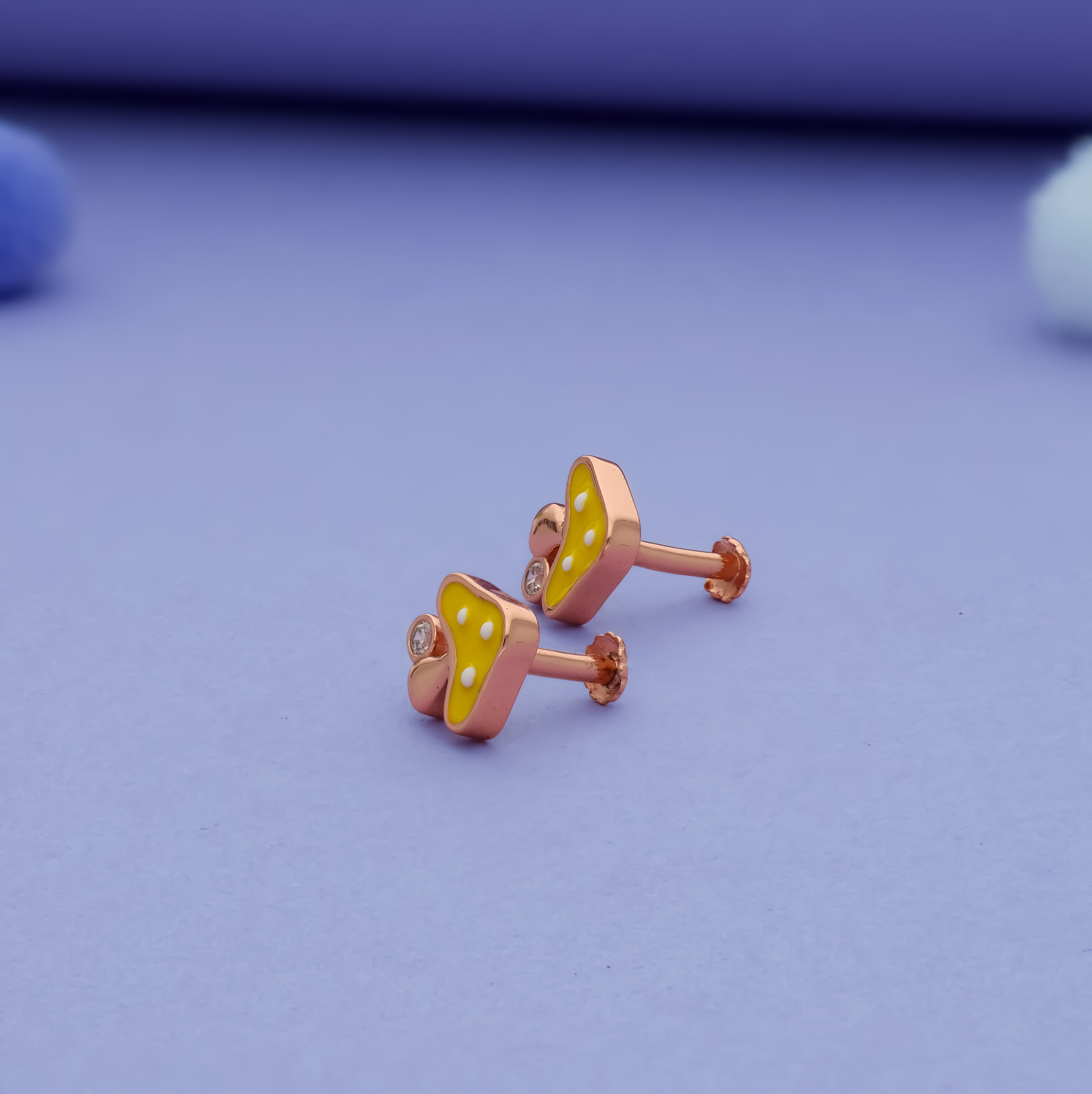 Yellow Mushroom 925 Sterling Silver Kids Stud (3+ Yrs)