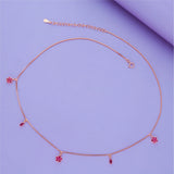Ruby Clover Charm 925 Silver Chain Necklace