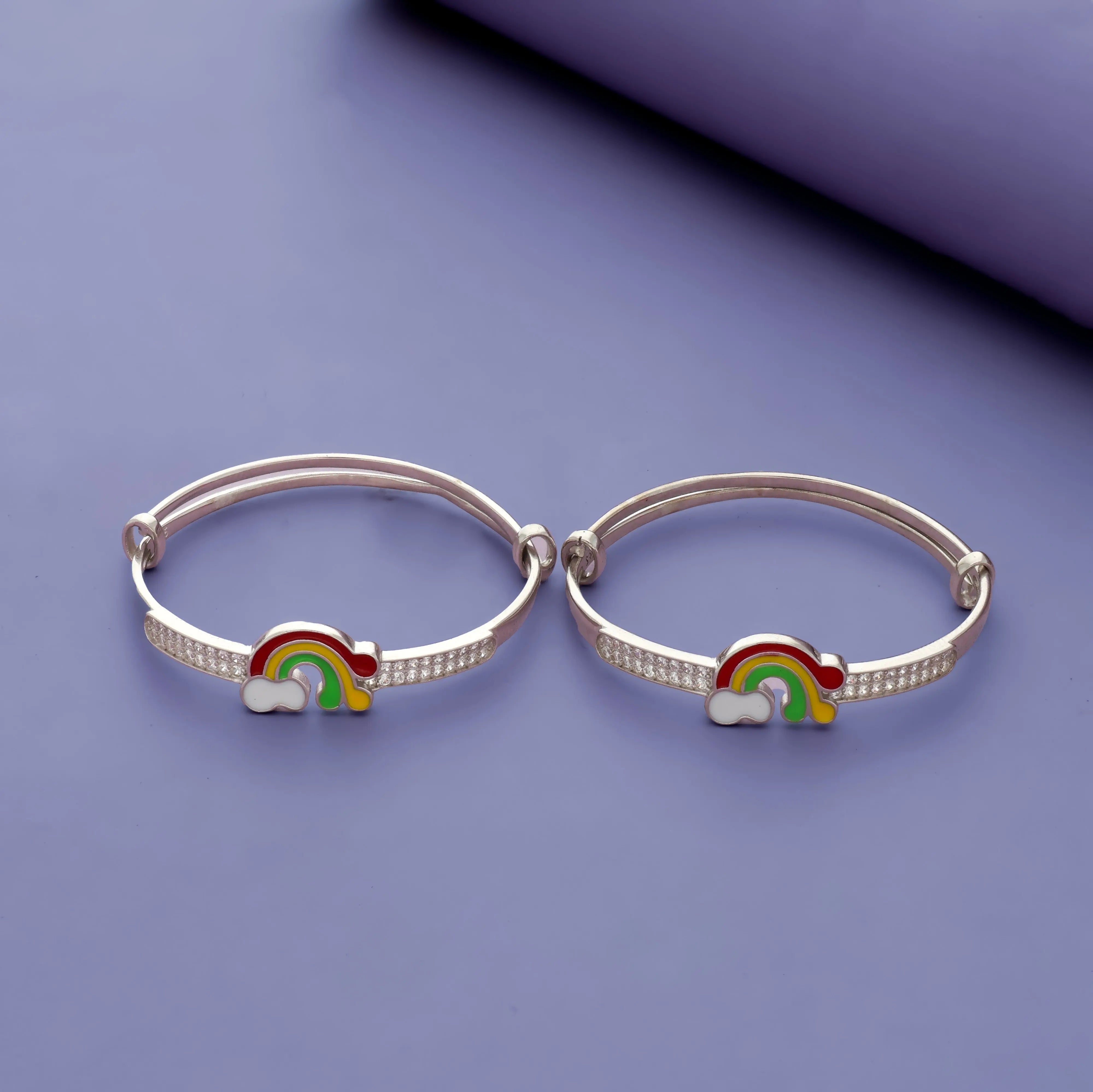 925 Silver Rainbow Skies CZ Kids Bangles (0-5 Yrs)