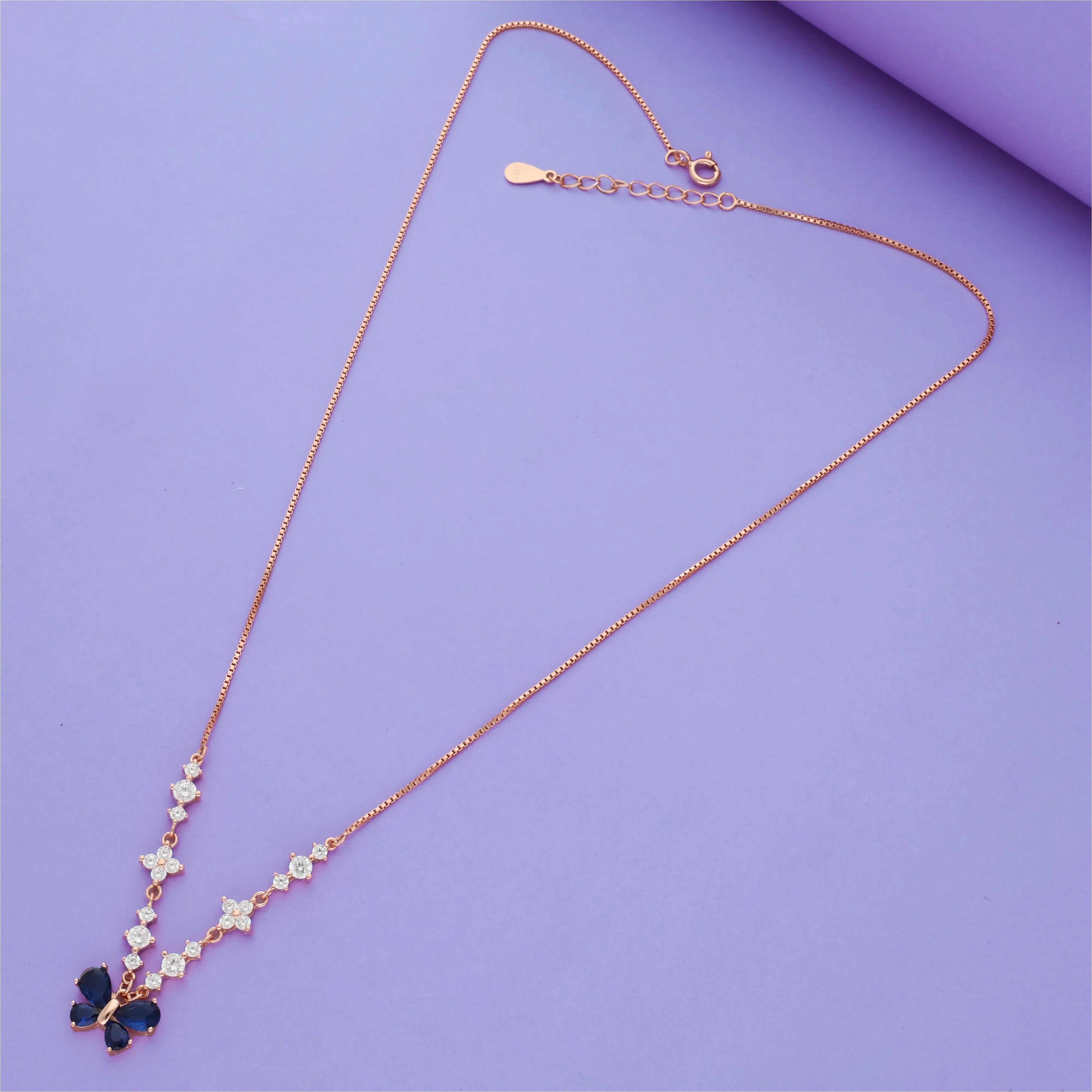 Blue Butterfly 925 Silver Charm Necklace