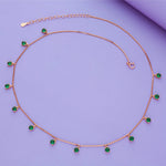 Classic Green Stone 925 Silver Charm Necklace