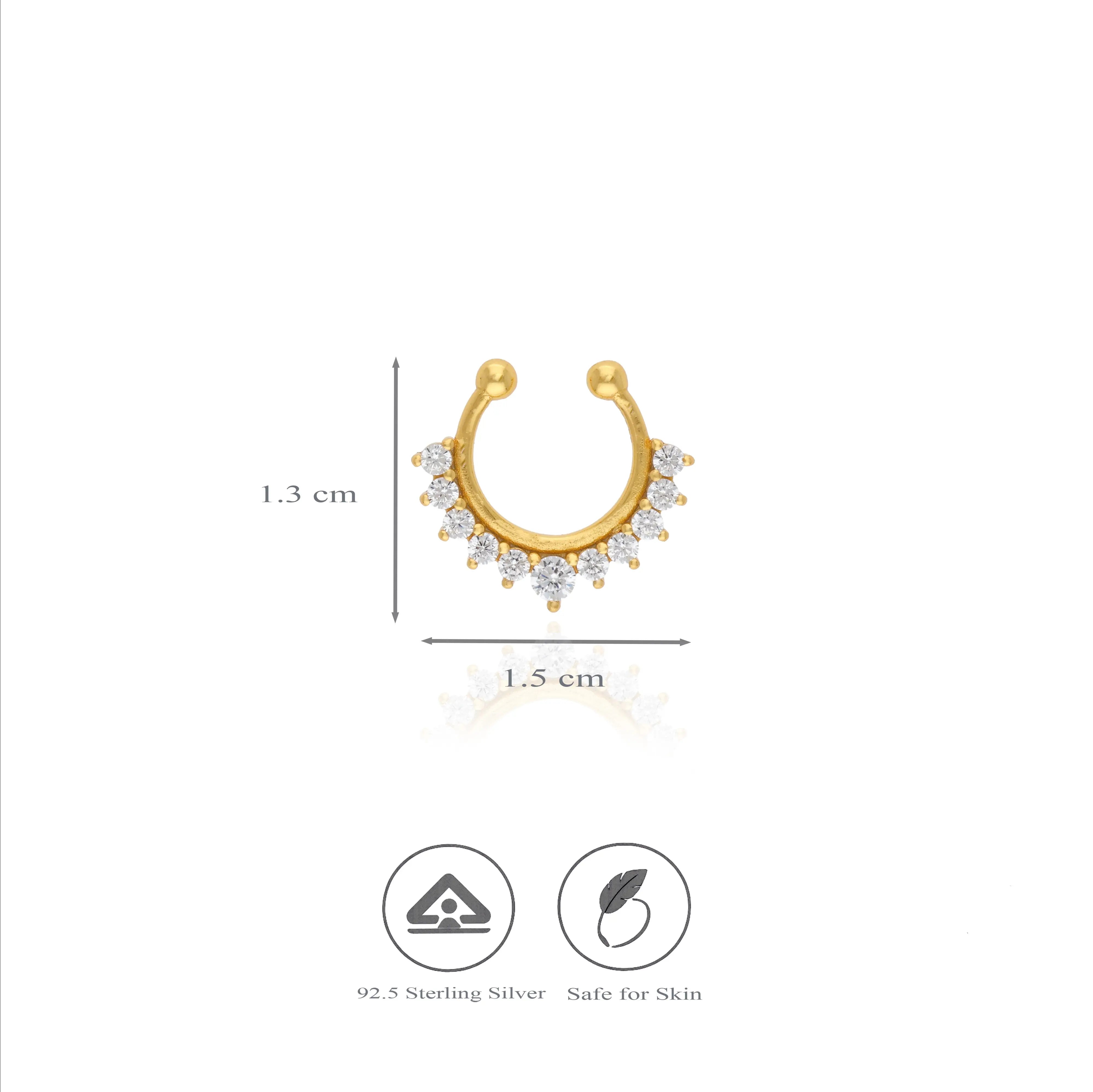 925 Silver White Cubic Zirconia Septum Nose Ring