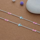 Lovely Pink Knot Silver Anklet(3-5 Yrs)
