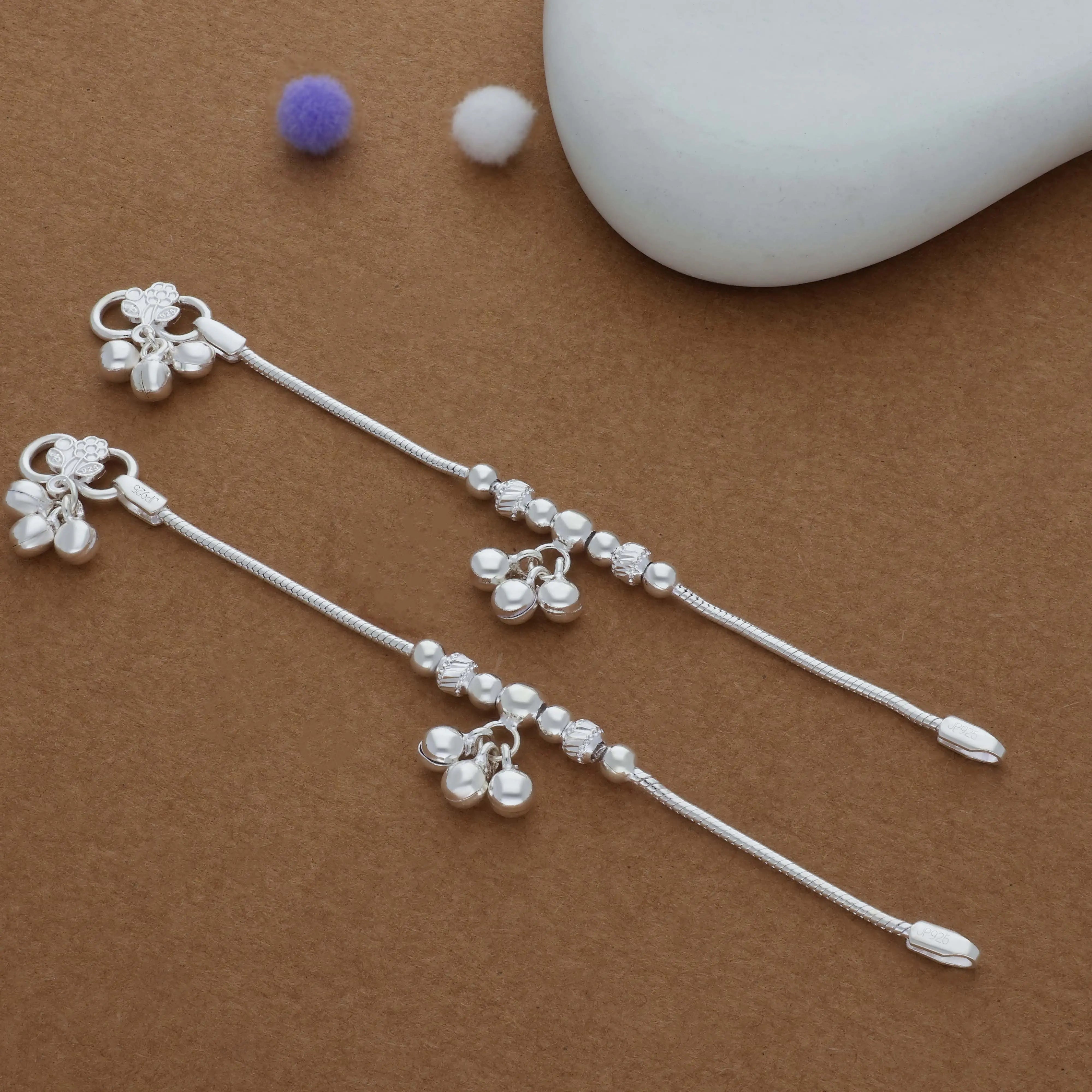 Mini Beads Traditional 925 Silver Kid Anklet(0-6 Months)