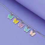 925 Silver Colorful Butterfly Charm Kids Bracelet