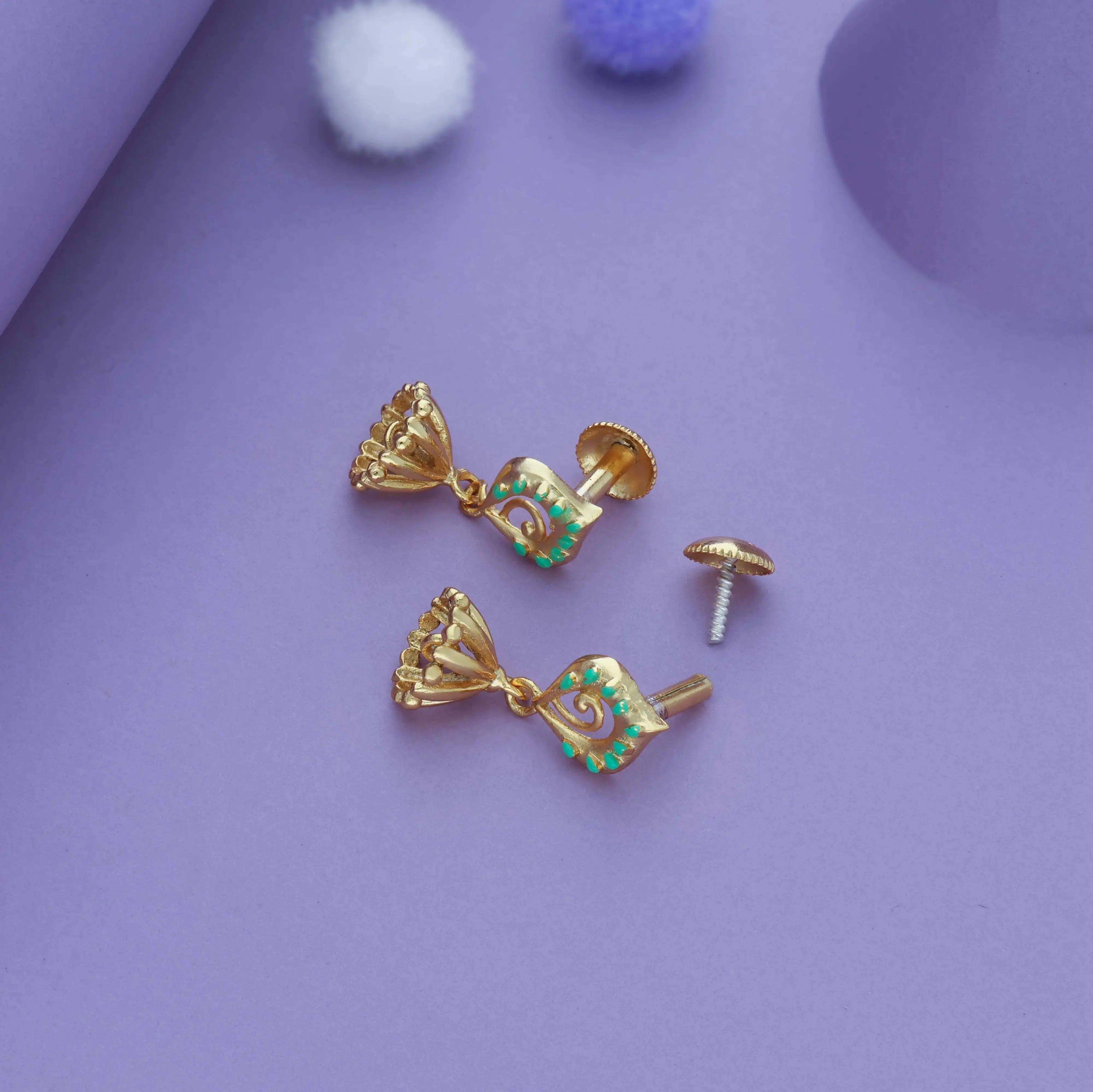 Taranga Traditional 925 Gold Polish Silver Kid Earring