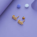 Radiant Mesh Gold Polish 925 Silver J Type Earring