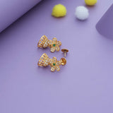 Green with White Stone 925 Gold Polish Silver Kid Drop Earring(6+ Yrs)