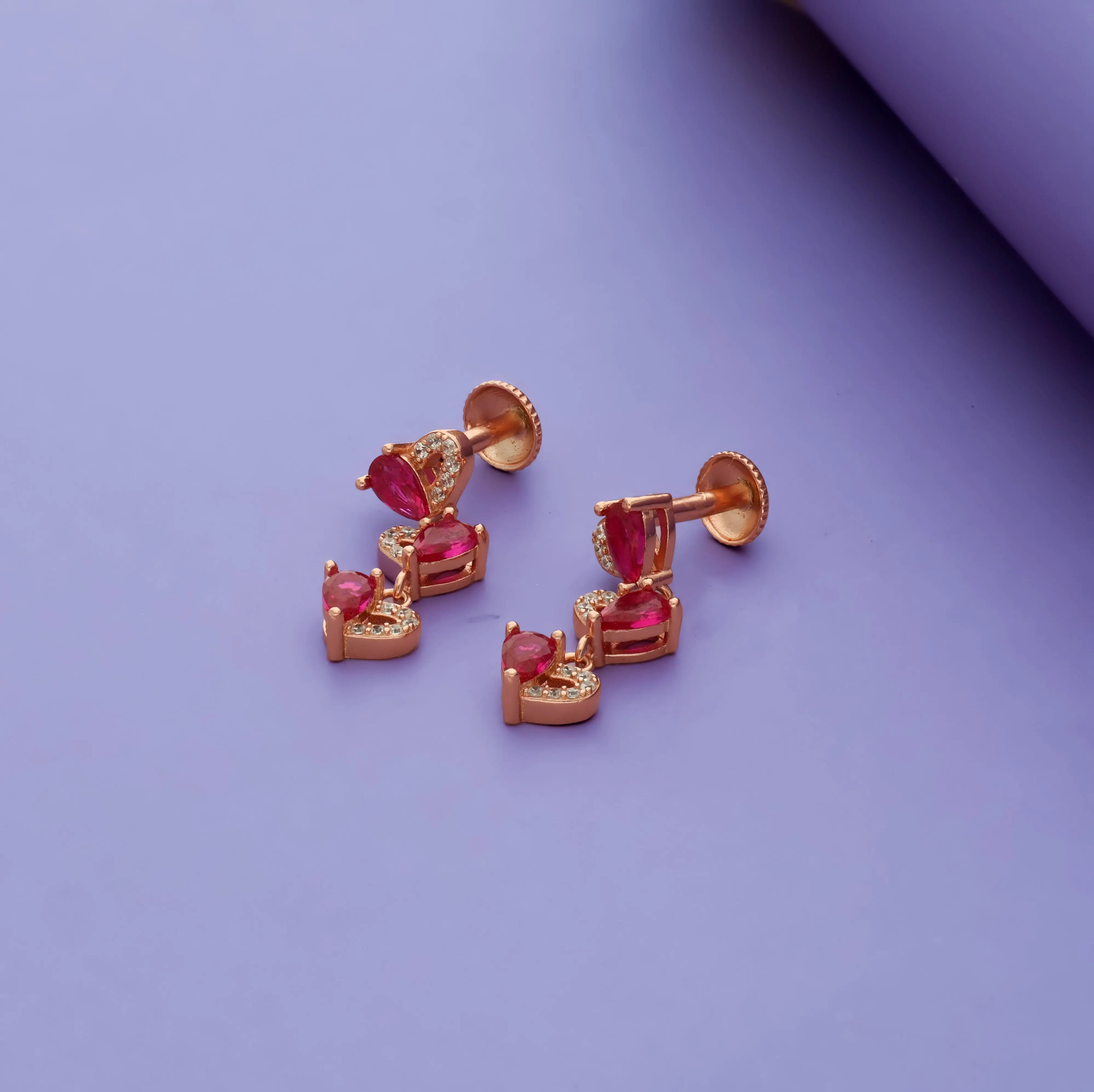 925 Sterling Silver Heart Blossom Drop Earrings
