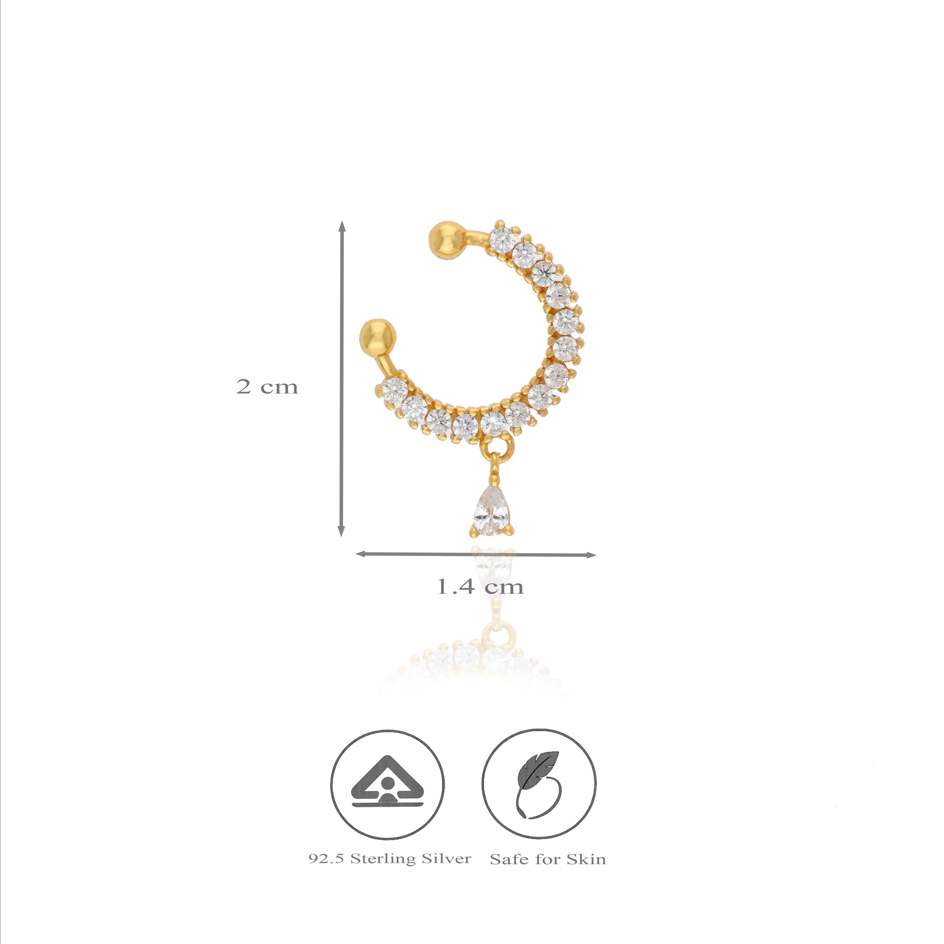Trendy Dewdrop 925 Silver Gold Plated Septum