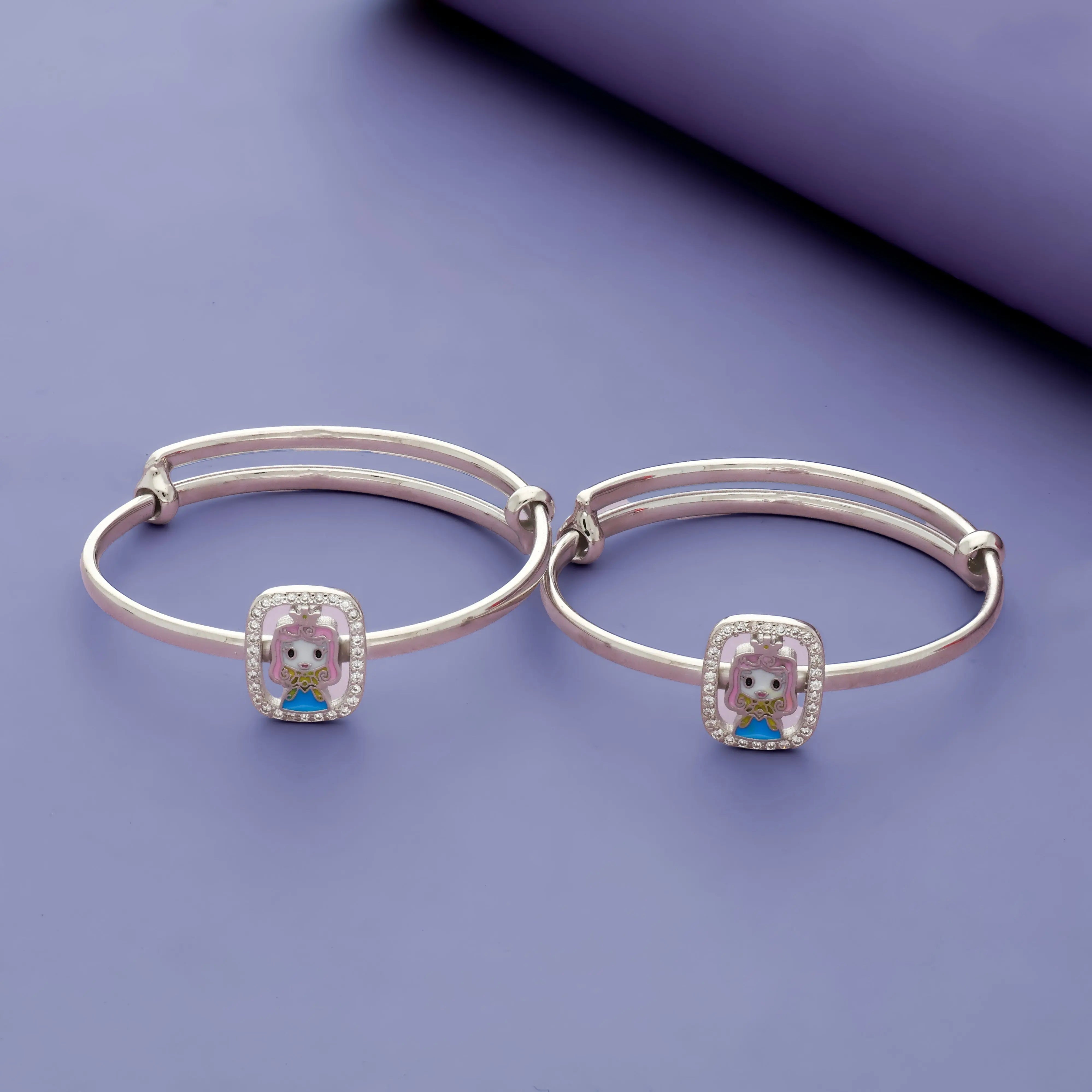 Chibi Princess Doll 925 Silver Kids Bangles (0-5 Yrs)