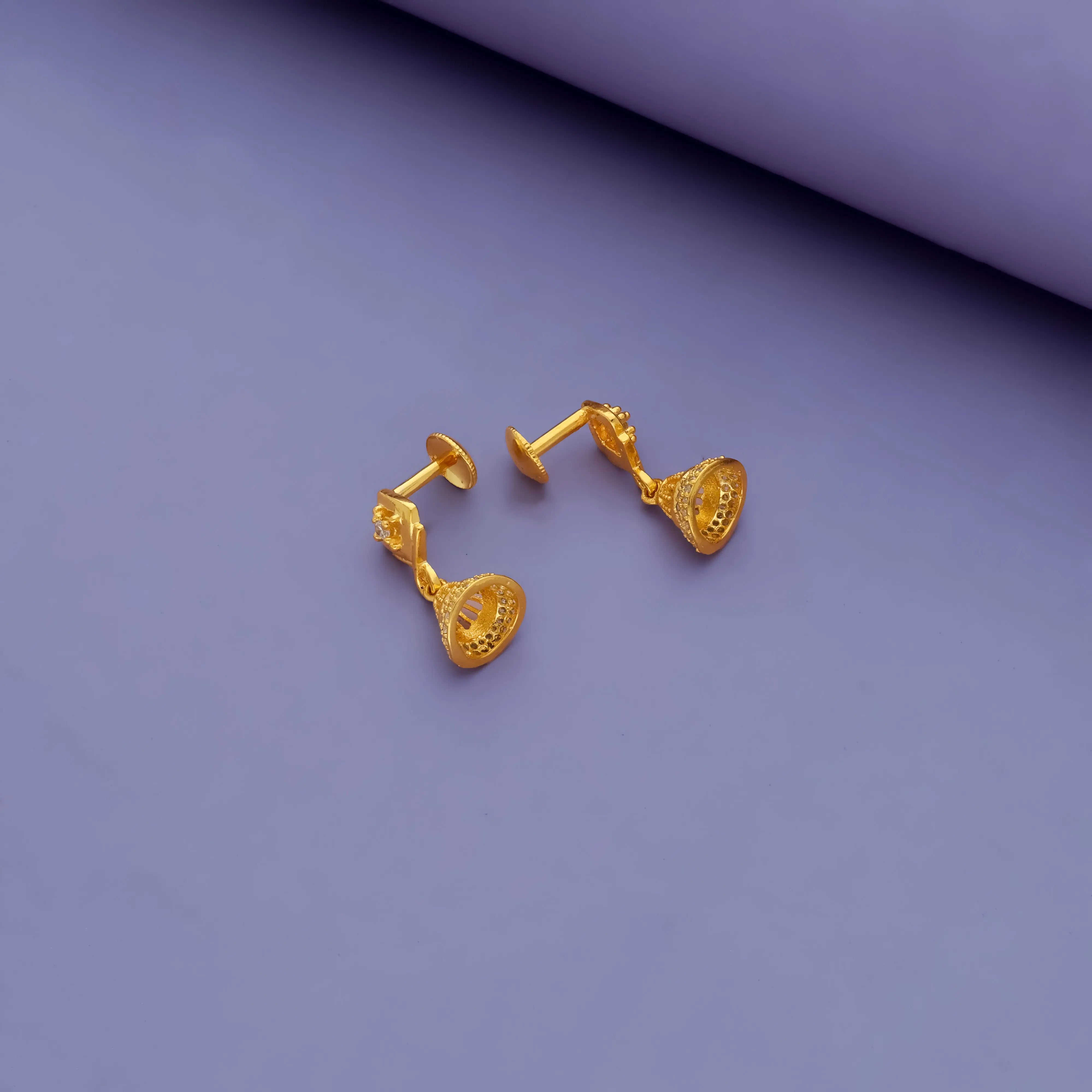 Rhombus Gold-Plated 925 Silver Jhumka Earrings
