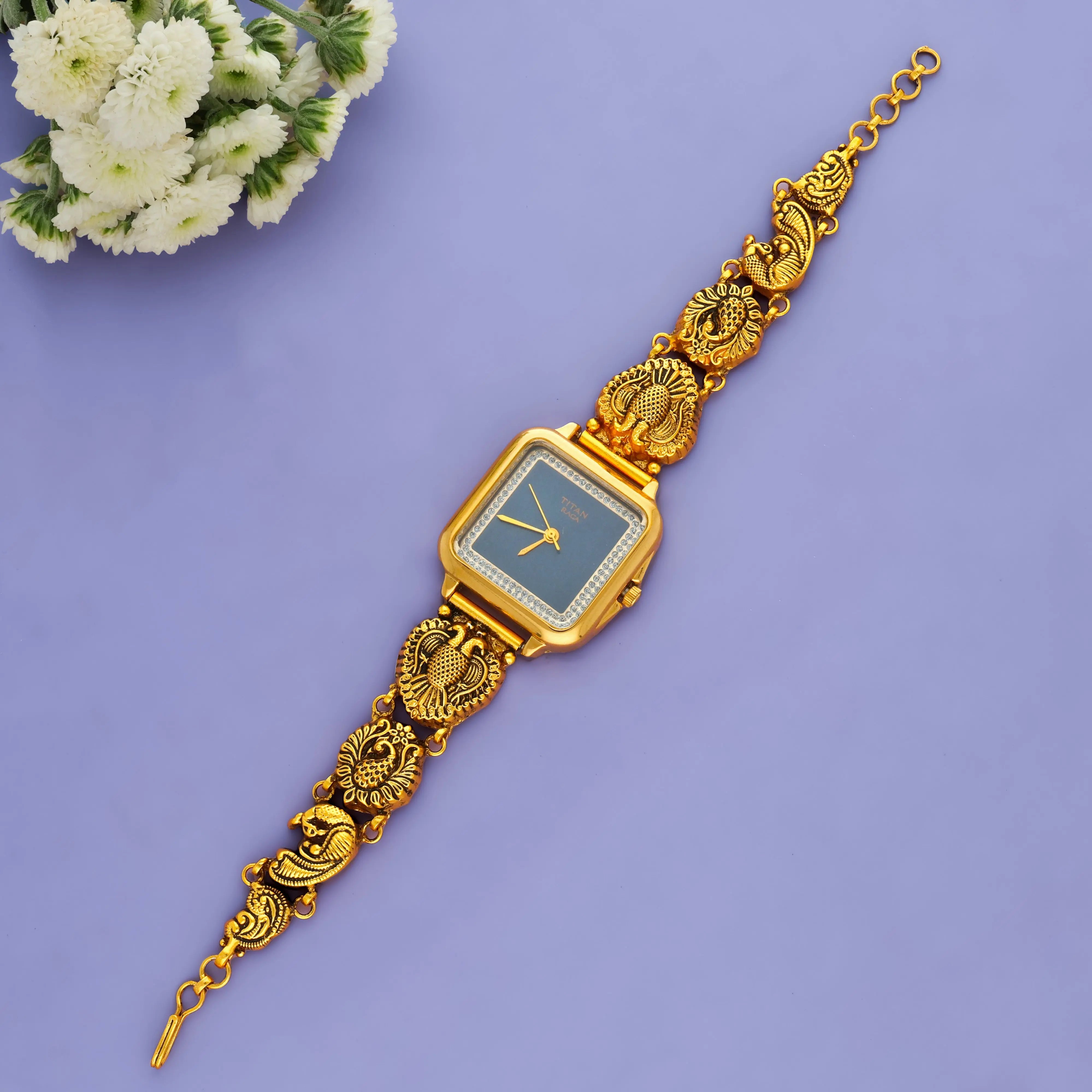 925 Silver Meenakari Jewelry Blue Wristwatch