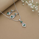 Vibrant Green Silver Pendant Set for Women & Teen