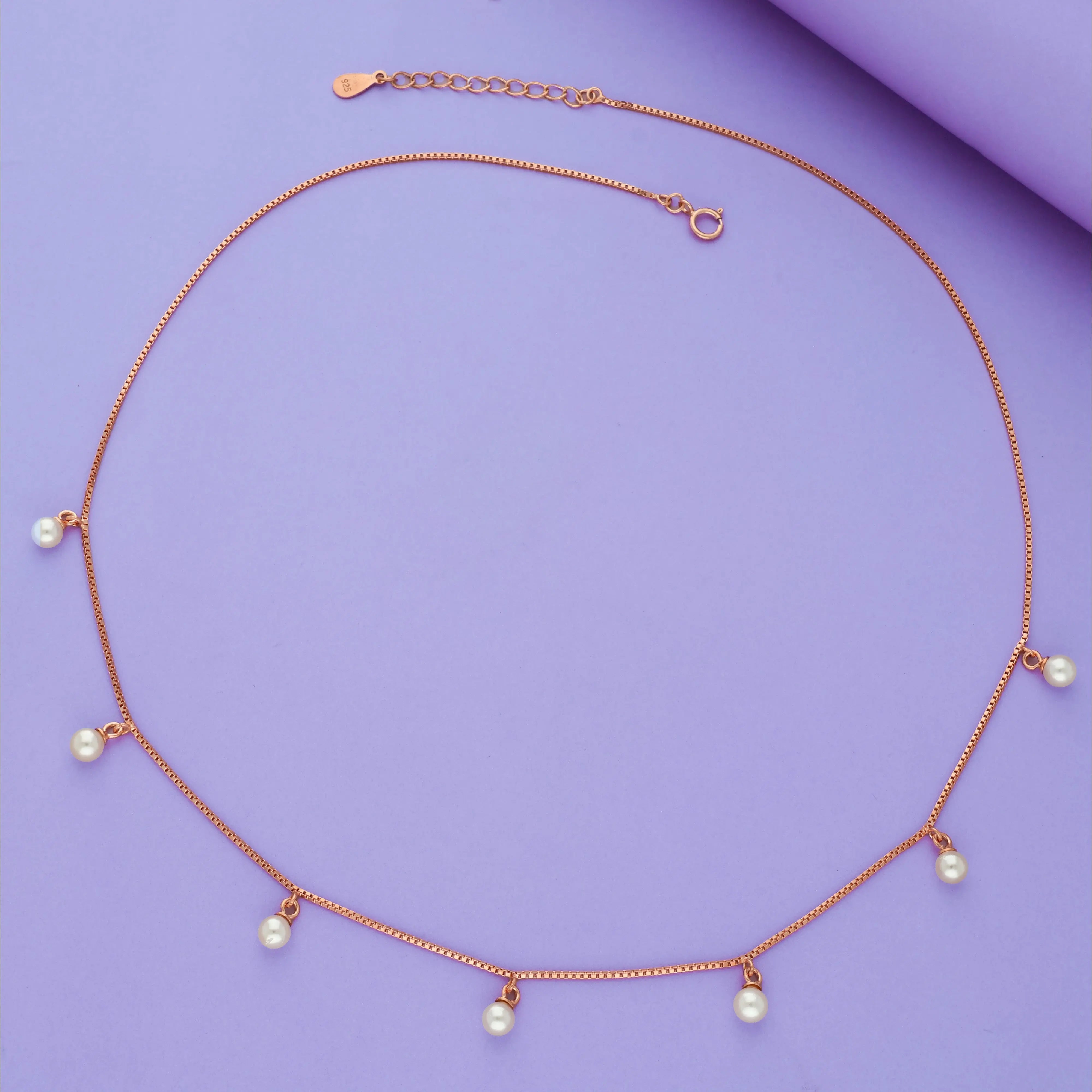 Pearl Drop 925 Silver Layered Chain Necklace