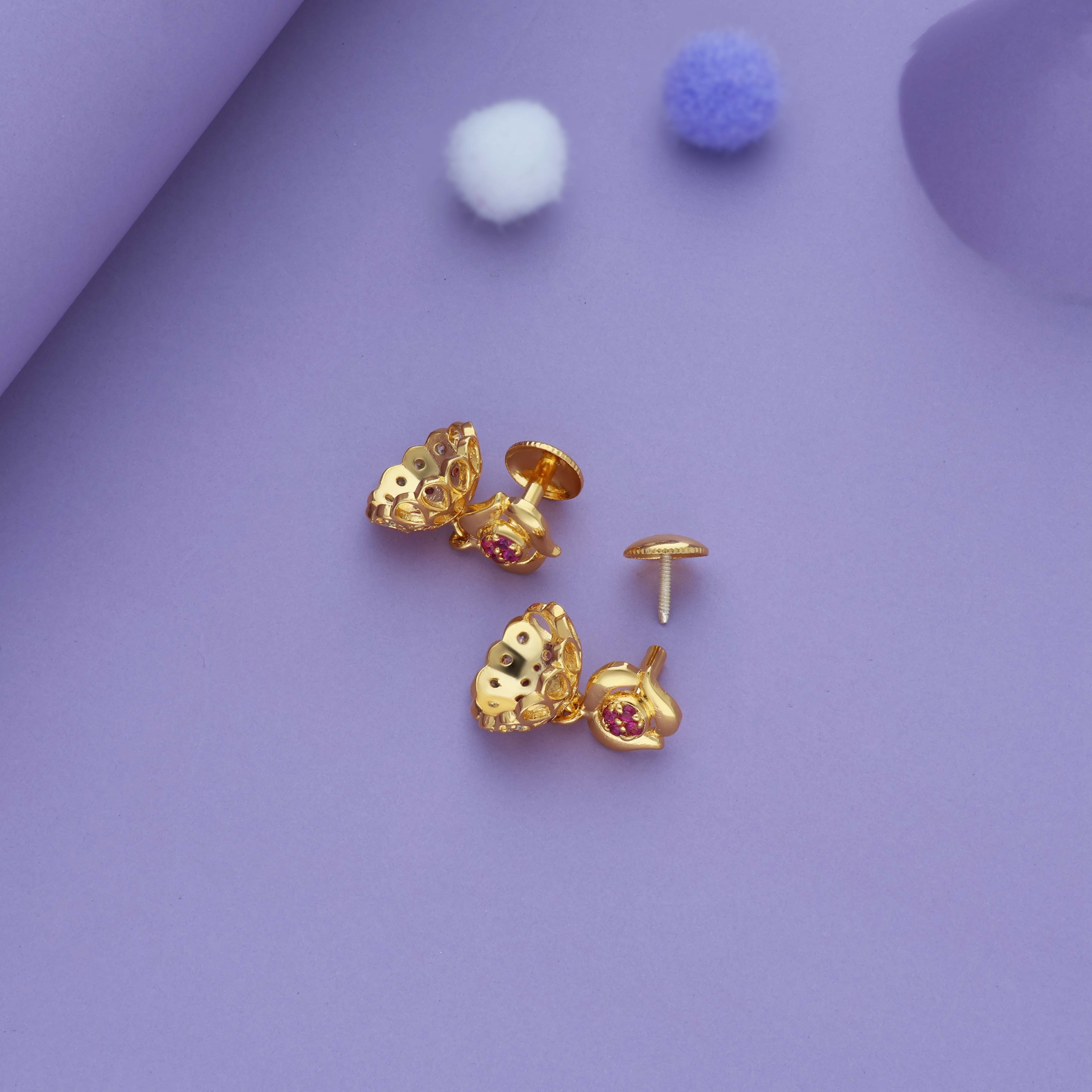 Ethnic Gleam Gold Polish 925 Silver Traditional Kid Earring