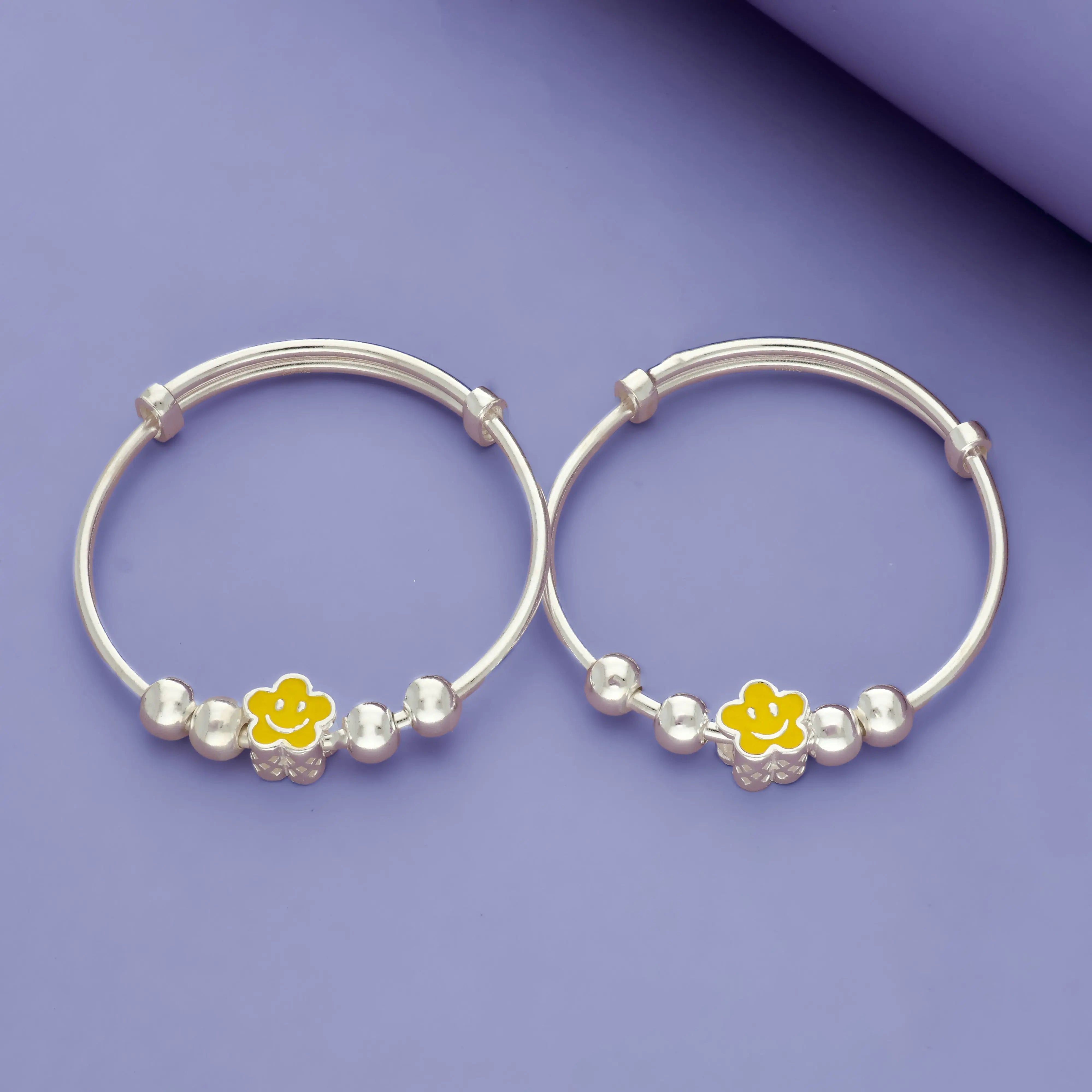 Sunshine Smiley 925 Silver Kid Bangles