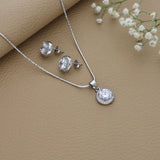 Sparkling White Oval Silver Pendant Set for Women & Teen