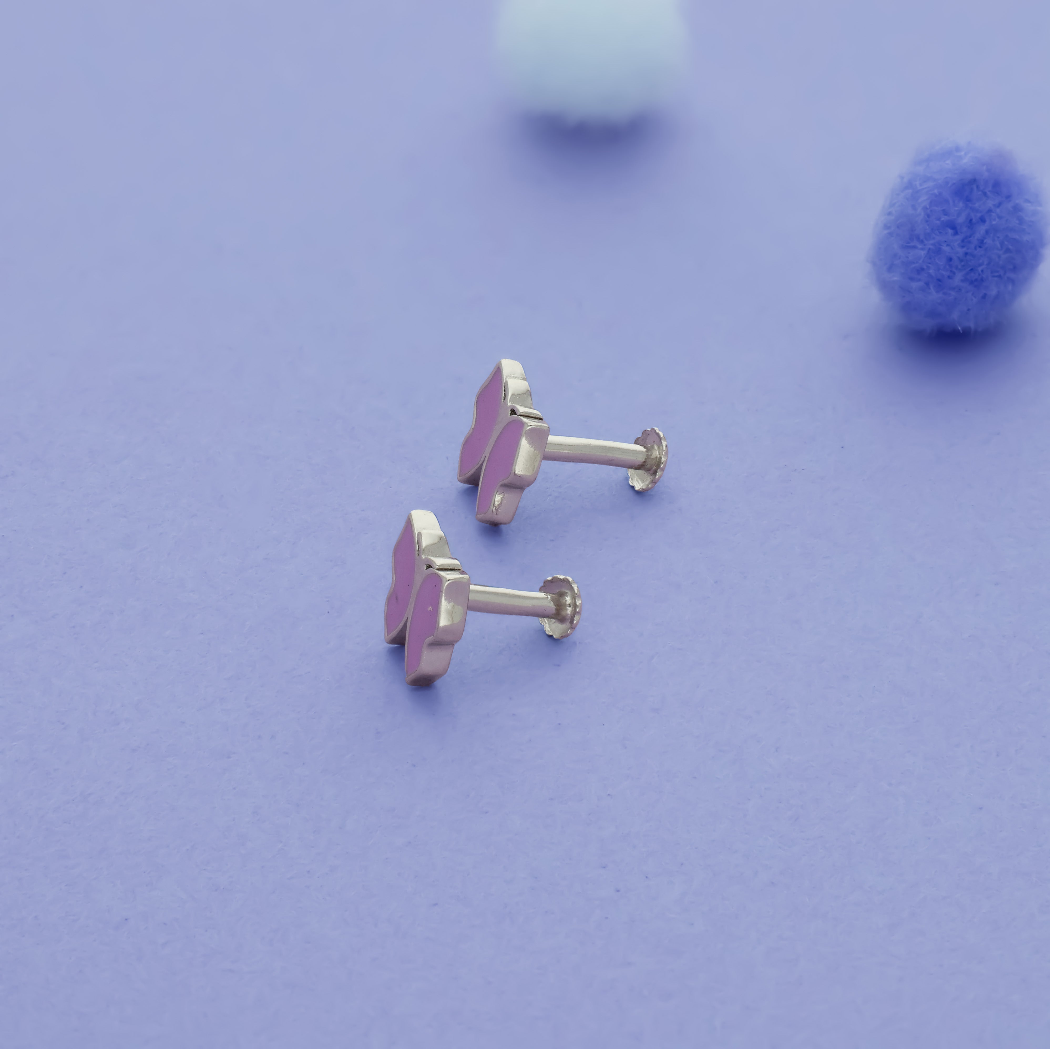 Violet Butterfly 925 Sterling Silver Kids Stud (3+ Yrs)