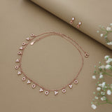Graceful Hanging Stone Rose Gold Silver Necklace Set