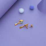 Blue Blossom Gold Polish 925 Silver Drop Earring