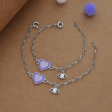 Dreamy Eye Heart Silver Anklet (0 - 6months)