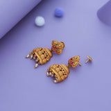 Ashta Swarna Lakshmi 925 Gold Polish Traditional Jhumka