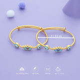 Blue Queen’s Crown Gold Polish 925 Silver Kid Bangles (0-5 Yrs)
