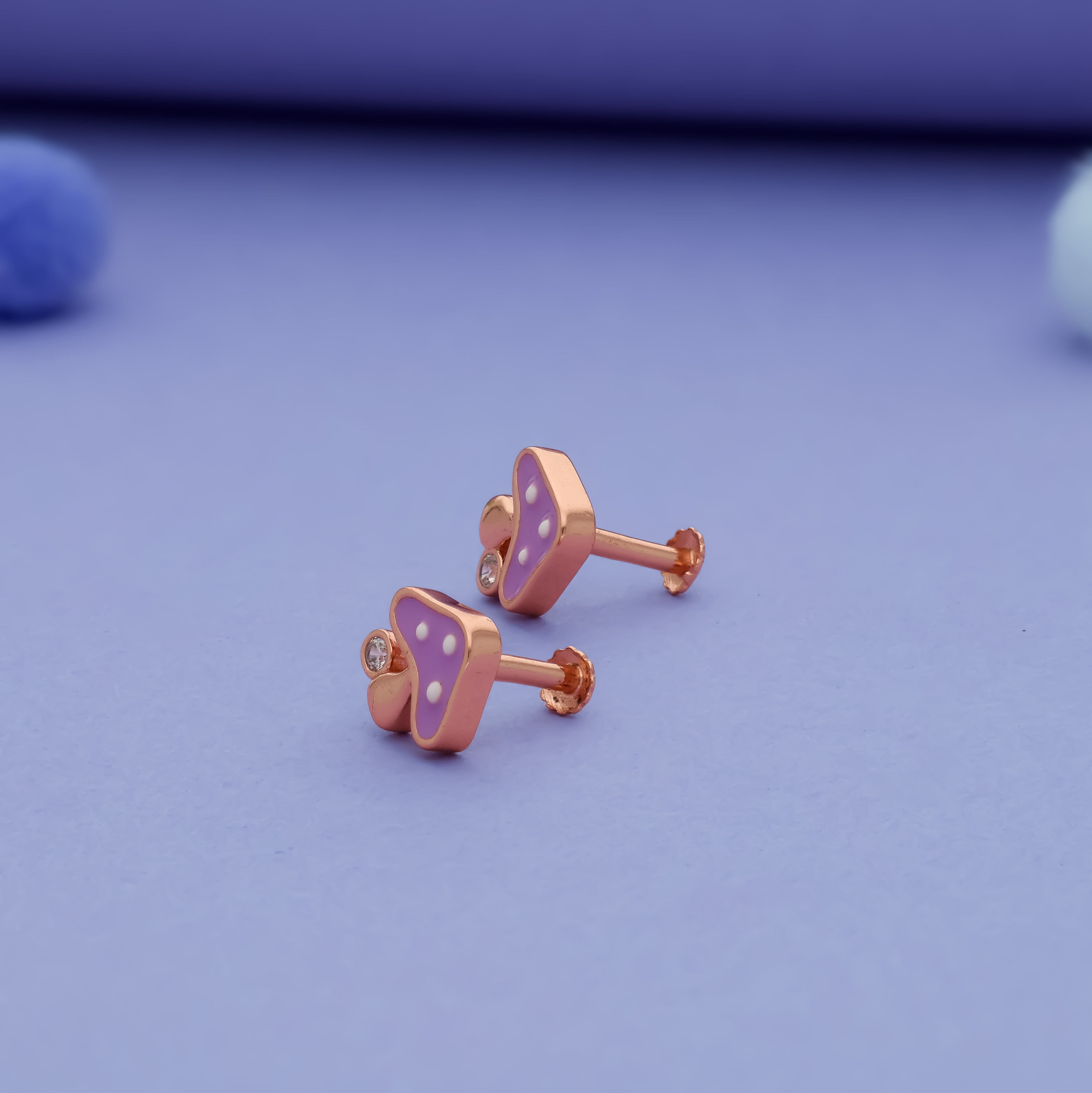 Lavender Fairy Mushroom 925 Silver Earrings